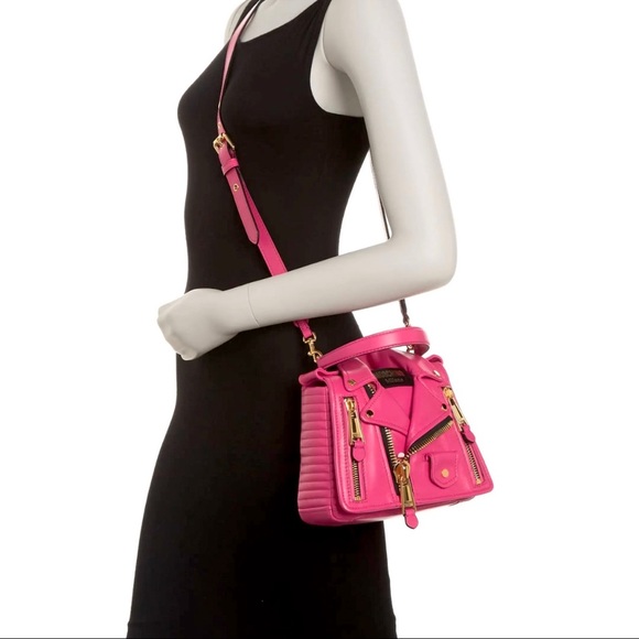 NWT Moschino Milano Biker Leather Crossbody Bag - Picture 3 of 5